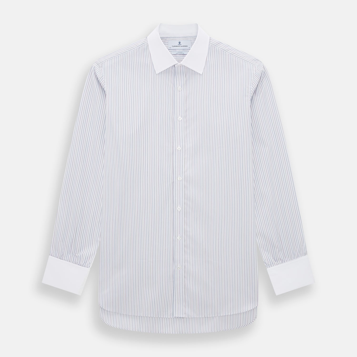 View 1 of product Multicoloured Music Stripe Shirt with Contrast Collar and Double Cuffs