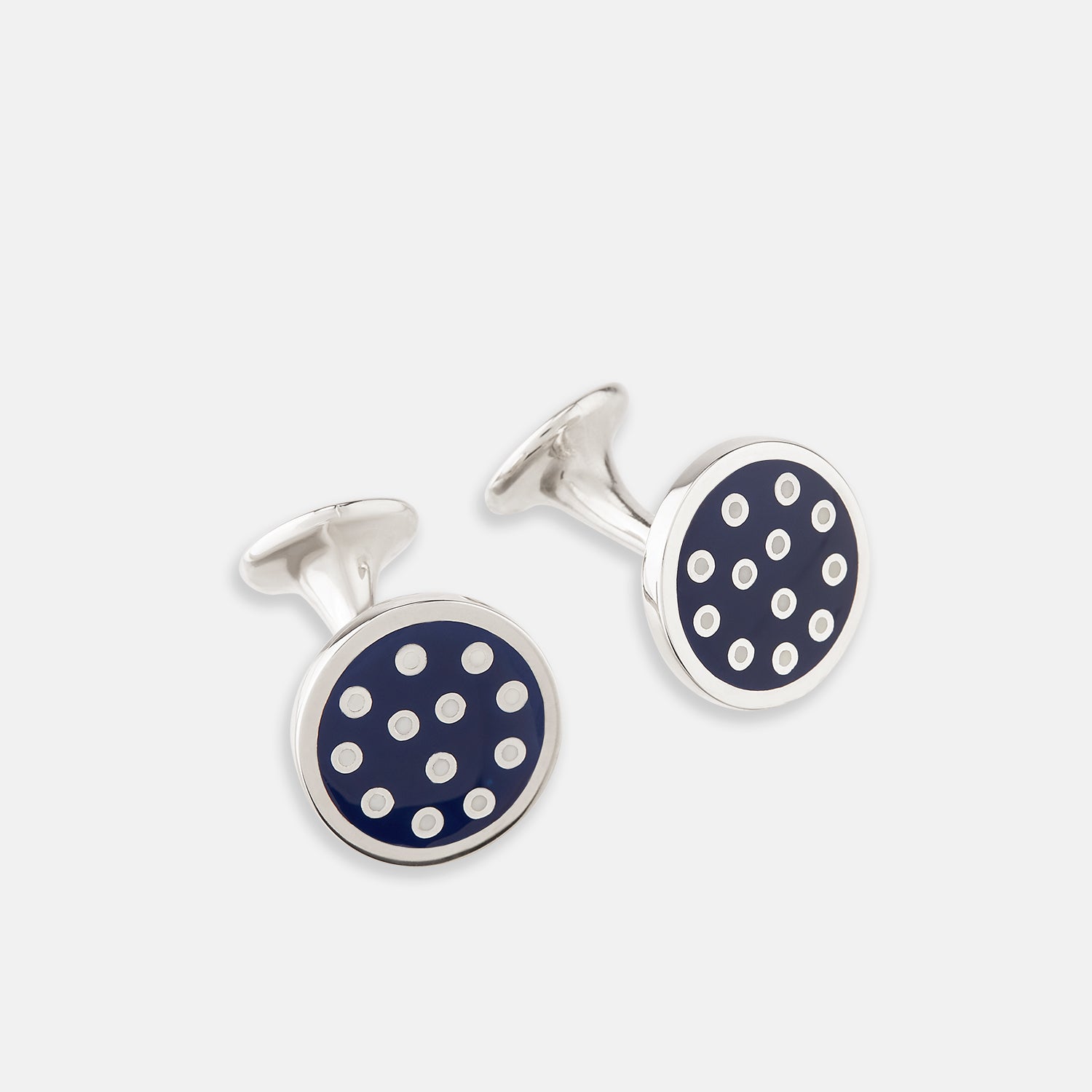 View 1 of product Navy Spotted Circle Enamel Cufflinks