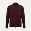 View 1 of product Burgundy Merino High Neck Zipped Cardigan