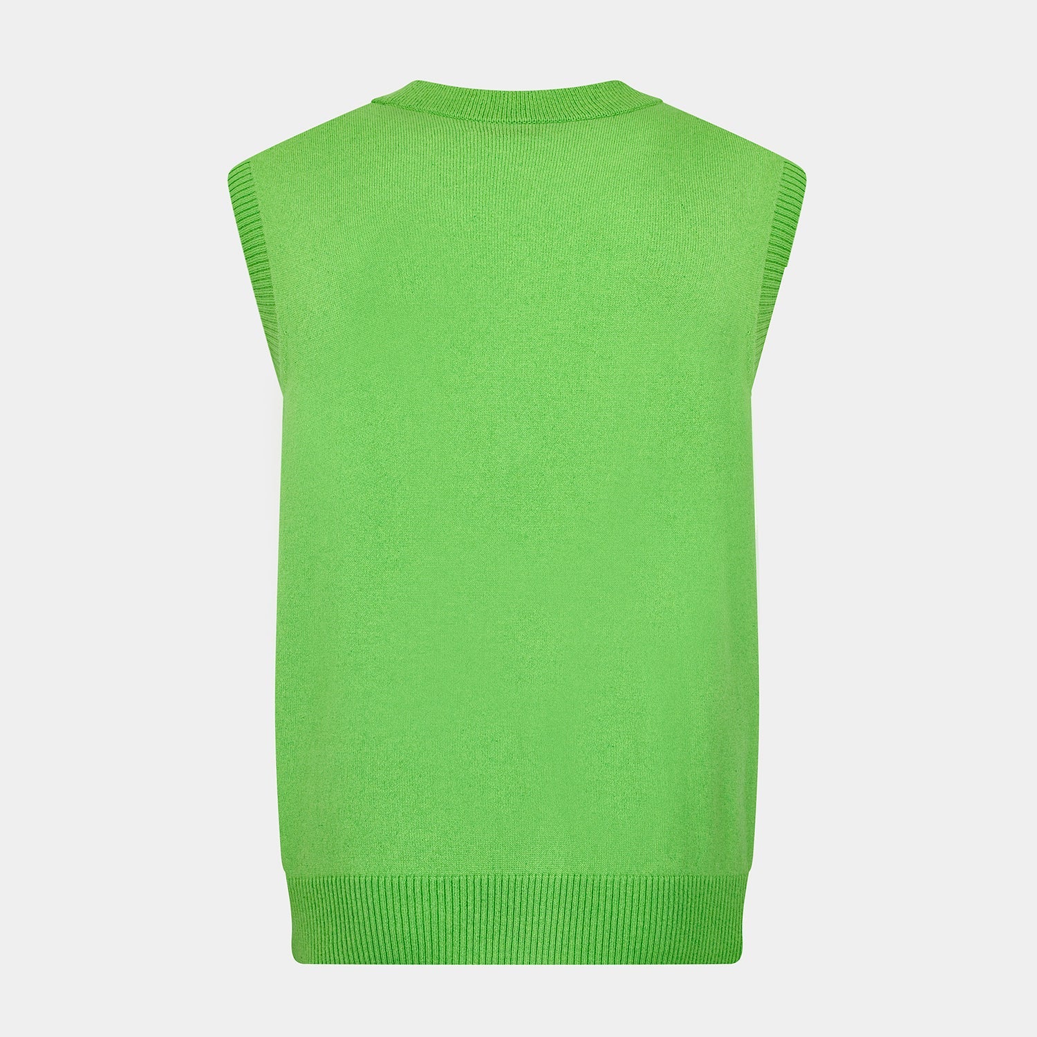 View 3 of product Lime Green Fine Merino V-Neck Sleeveless Cardigan