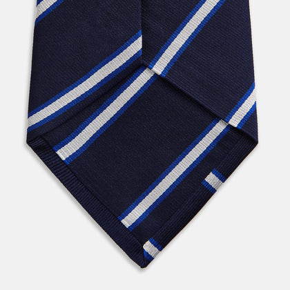 White and Navy  Blazer Silk Tie Image 3