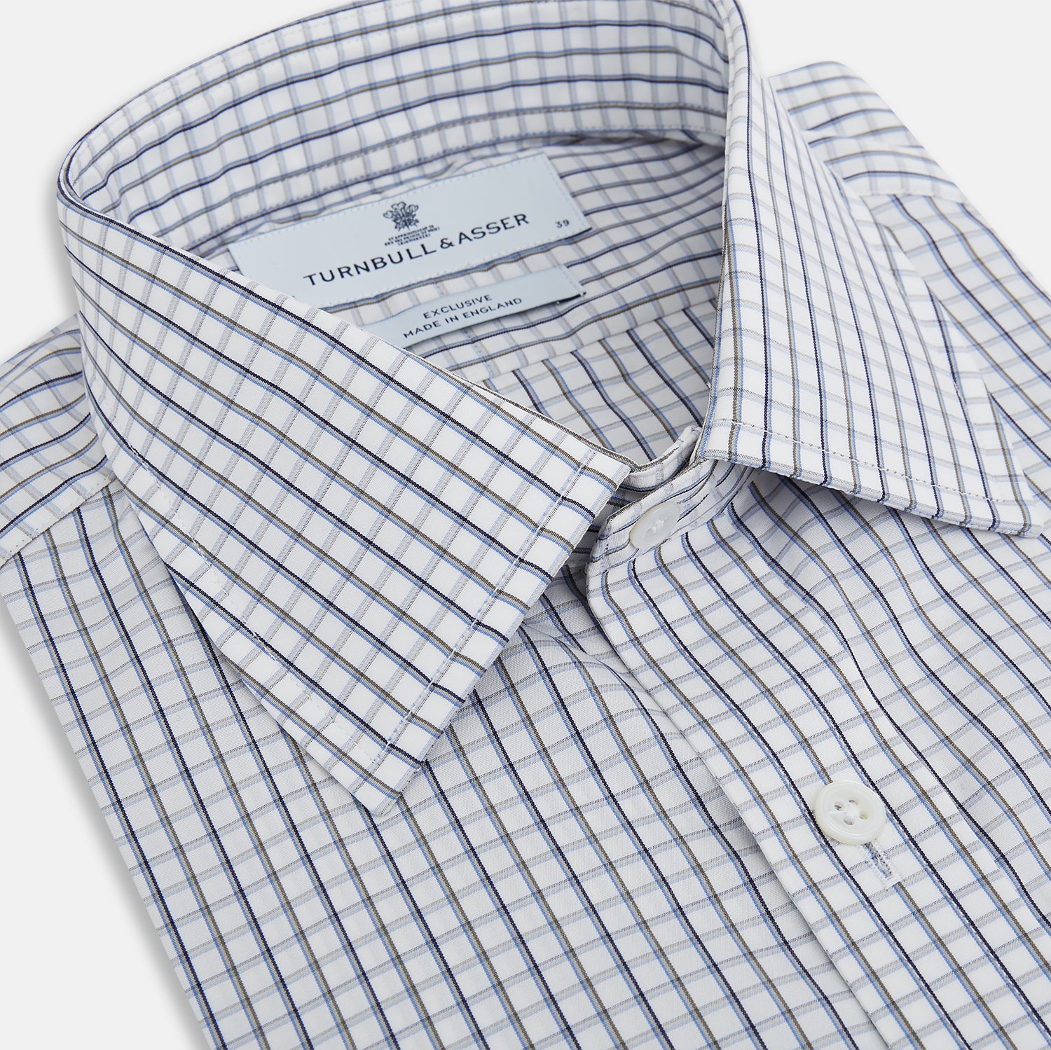 View 2 of product Blue and Coffee Tattersall Check Mayfair Shirt