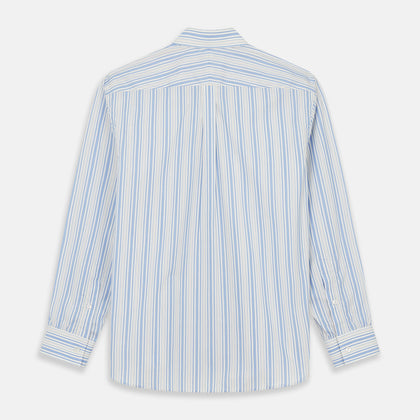 Blue Multi Stripe Wool Blend Weekend Fit Hayne Shirt Image 5
