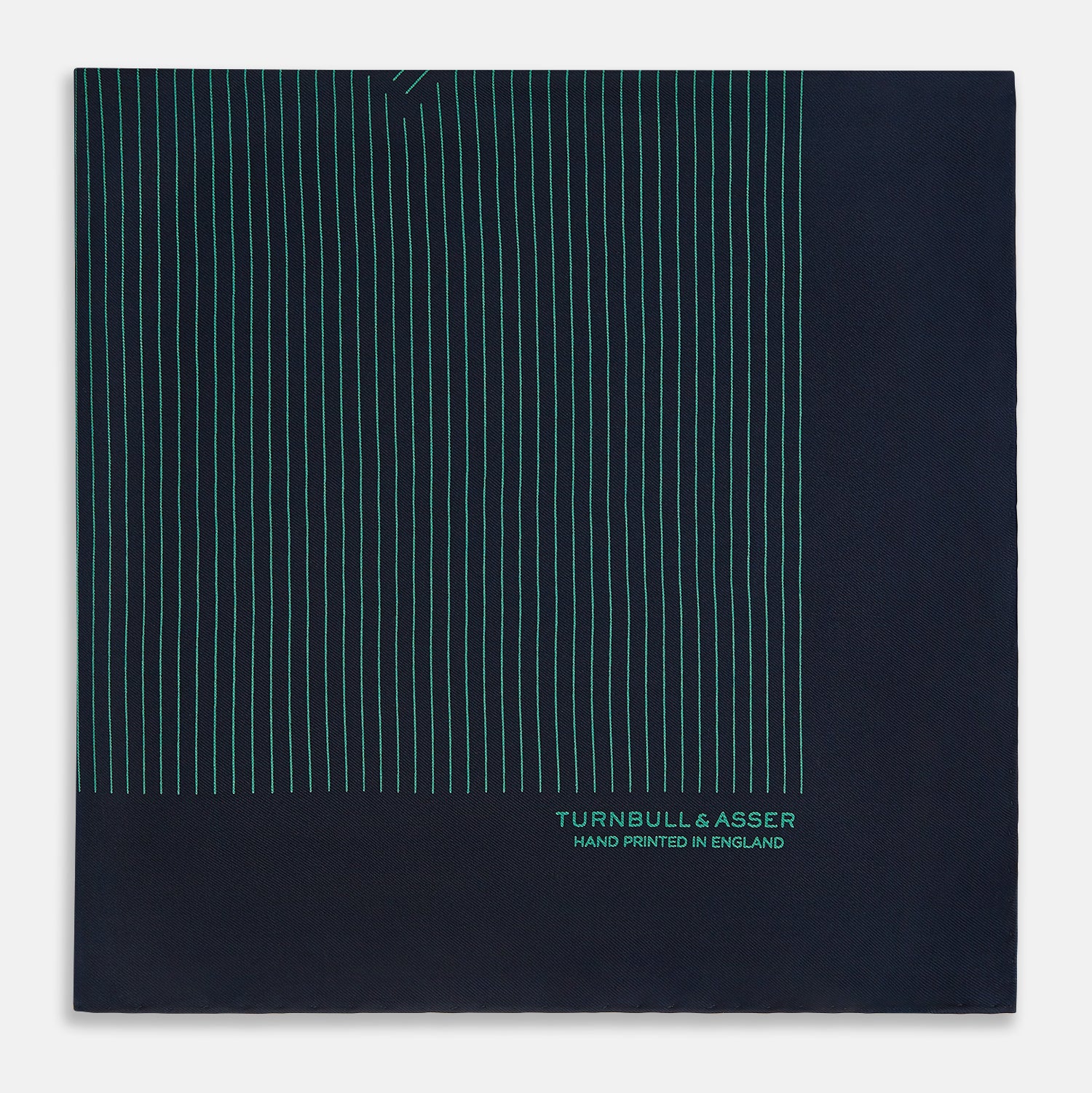 View 4 of product Navy and Petrol Green Stripe Silk Pocket Square