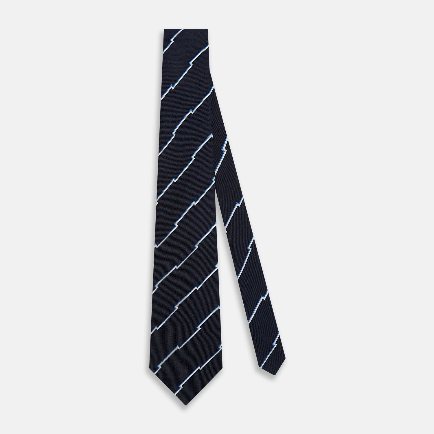 View 2 of product Navy Broken Shadow Stripe Silk Tie