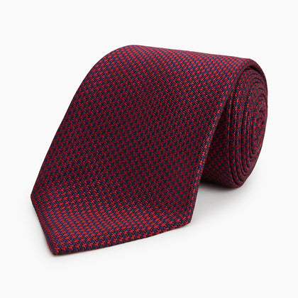 HOUNDSTOOTH NAVY BURGUNDY TIE Image 4
