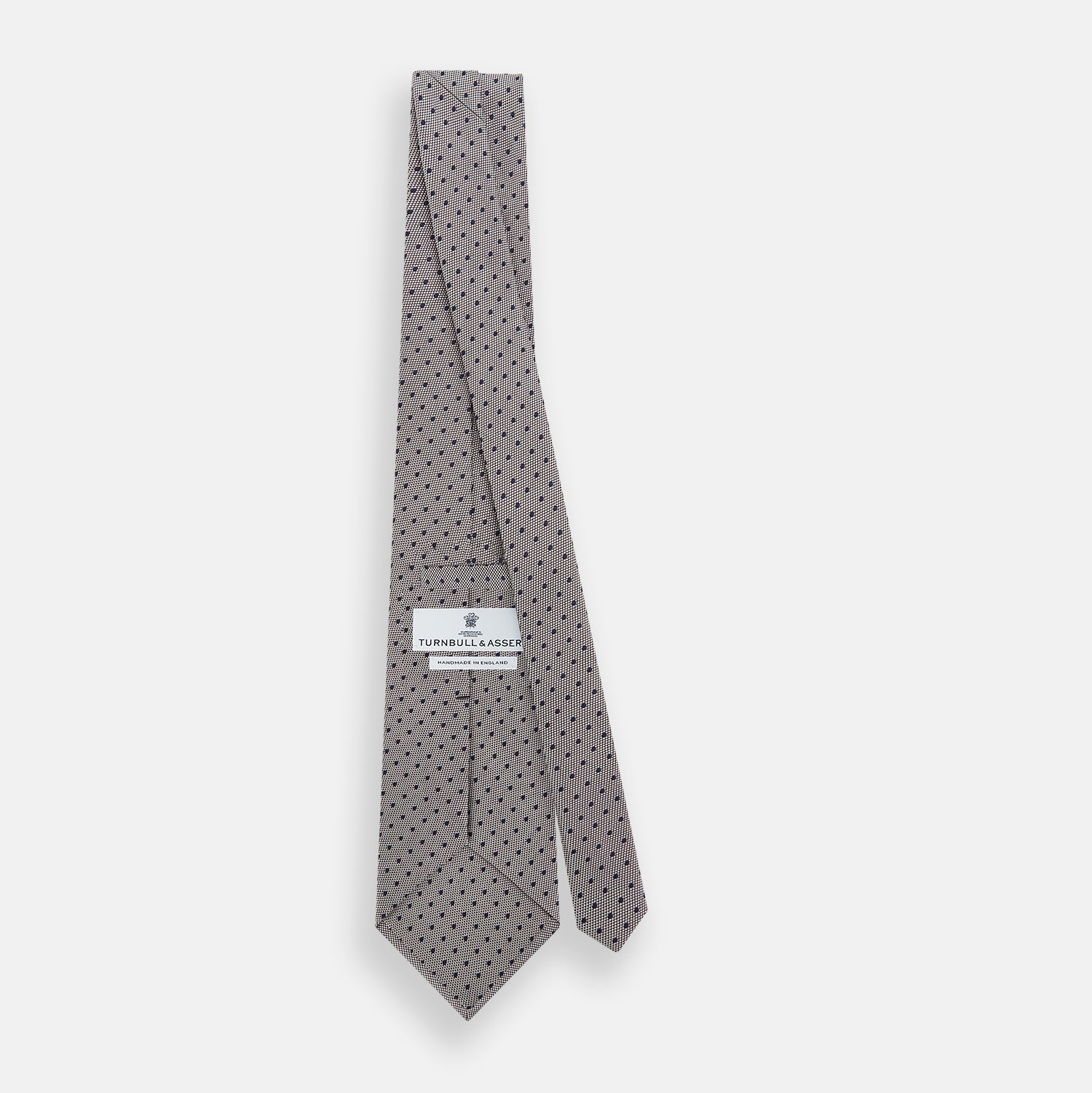 View 4 of product Navy and Lilac Micro Dot Silk Tie
