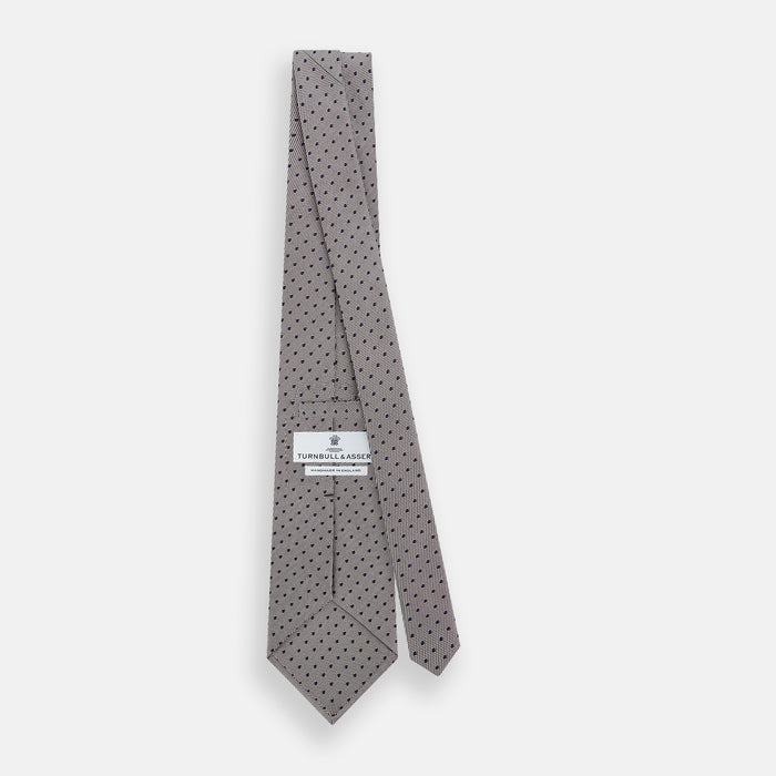 Navy and Lilac Micro Dot Silk Tie Image 3