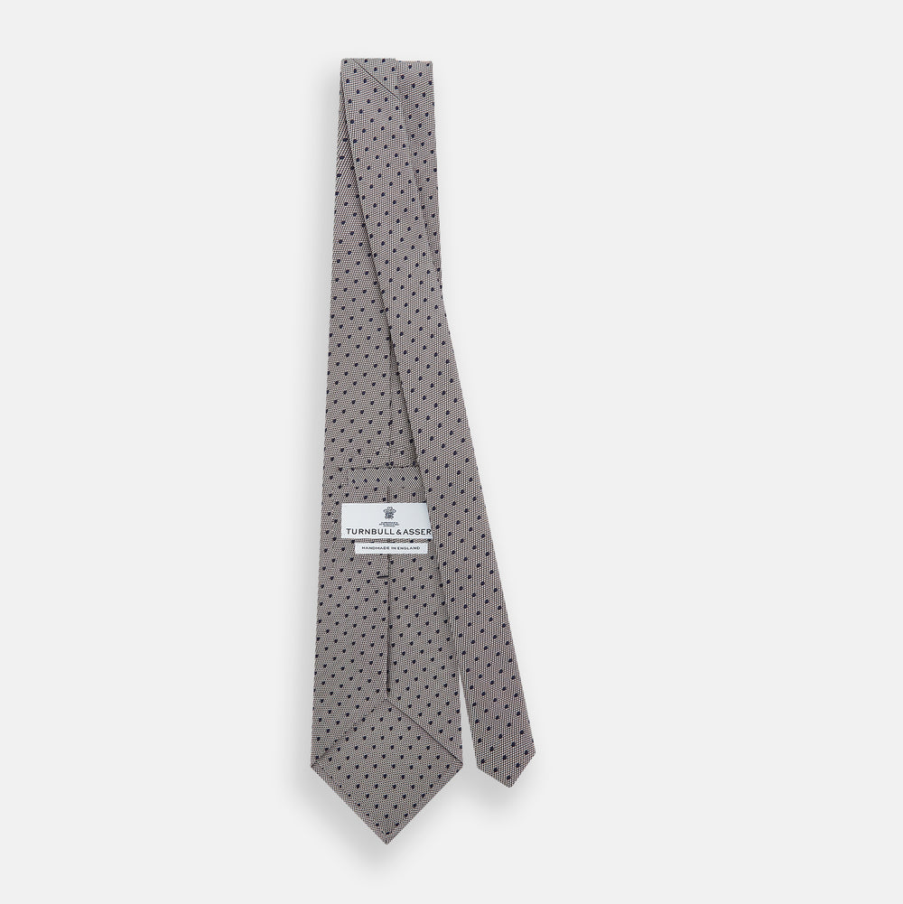 Navy and Lilac Micro Dot Silk Tie