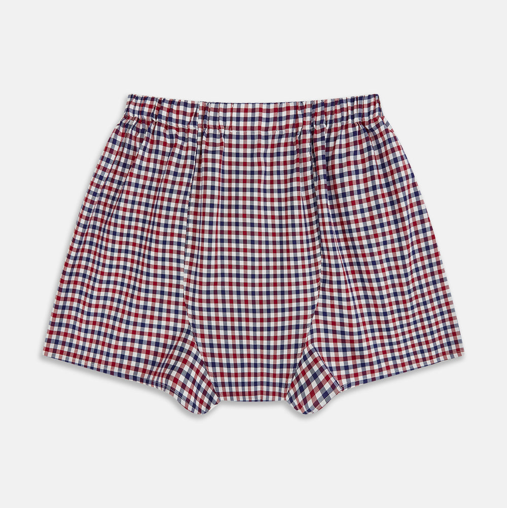 Burgundy Gingham Check Godfrey Boxer Shorts