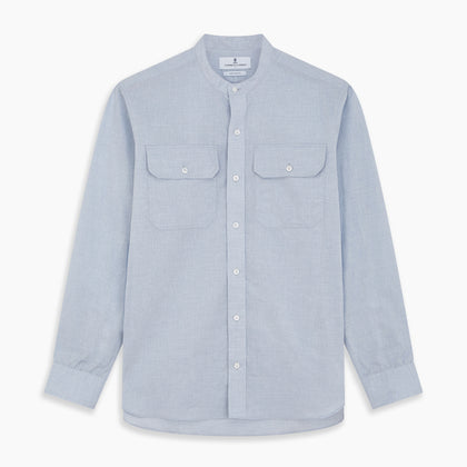 Pale Blue Linen Blend Weekend Fit Unwin Shirt Image 5