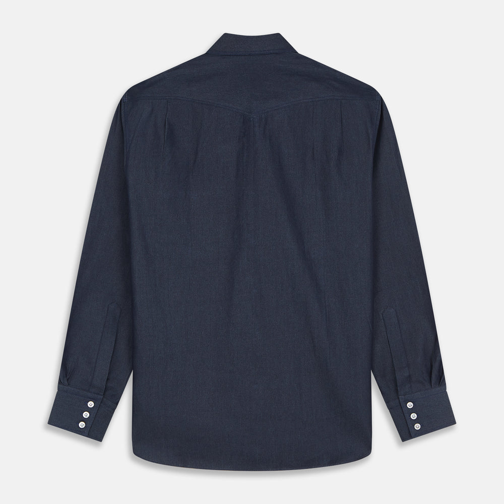 Navy Weekend Fit Larkin Shirt With Dorset Collar And 3-Button Cuffs