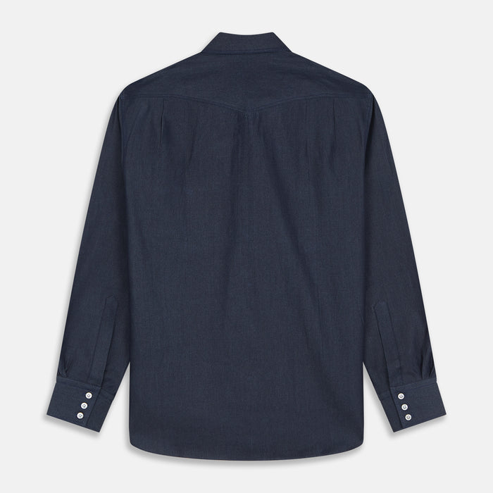Navy Weekend Fit Larkin Shirt With Dorset Collar And 3-Button Cuffs Image 4