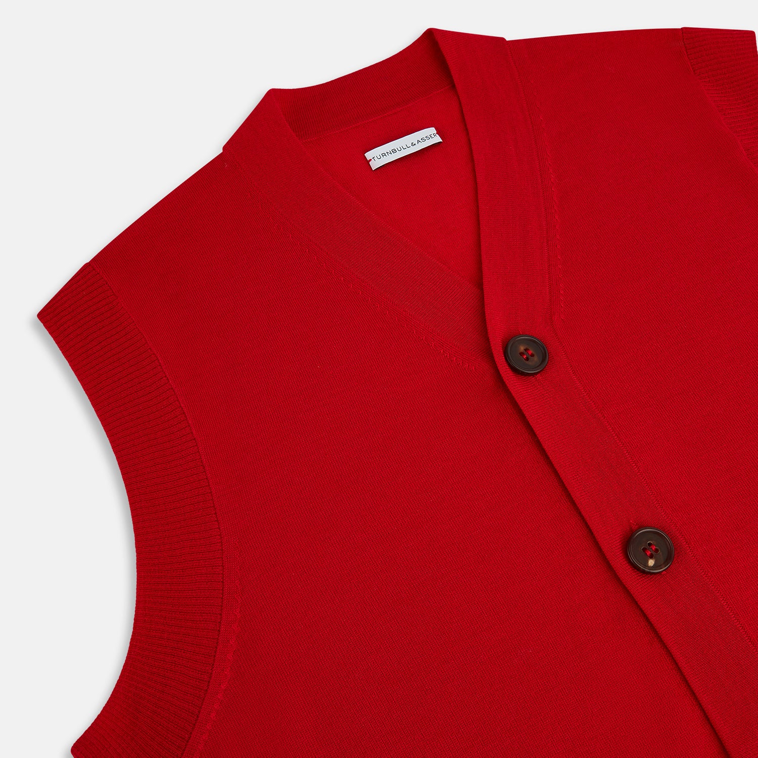 View 2 of product Red Fine Merino V-Neck Sleeveless Cardigan