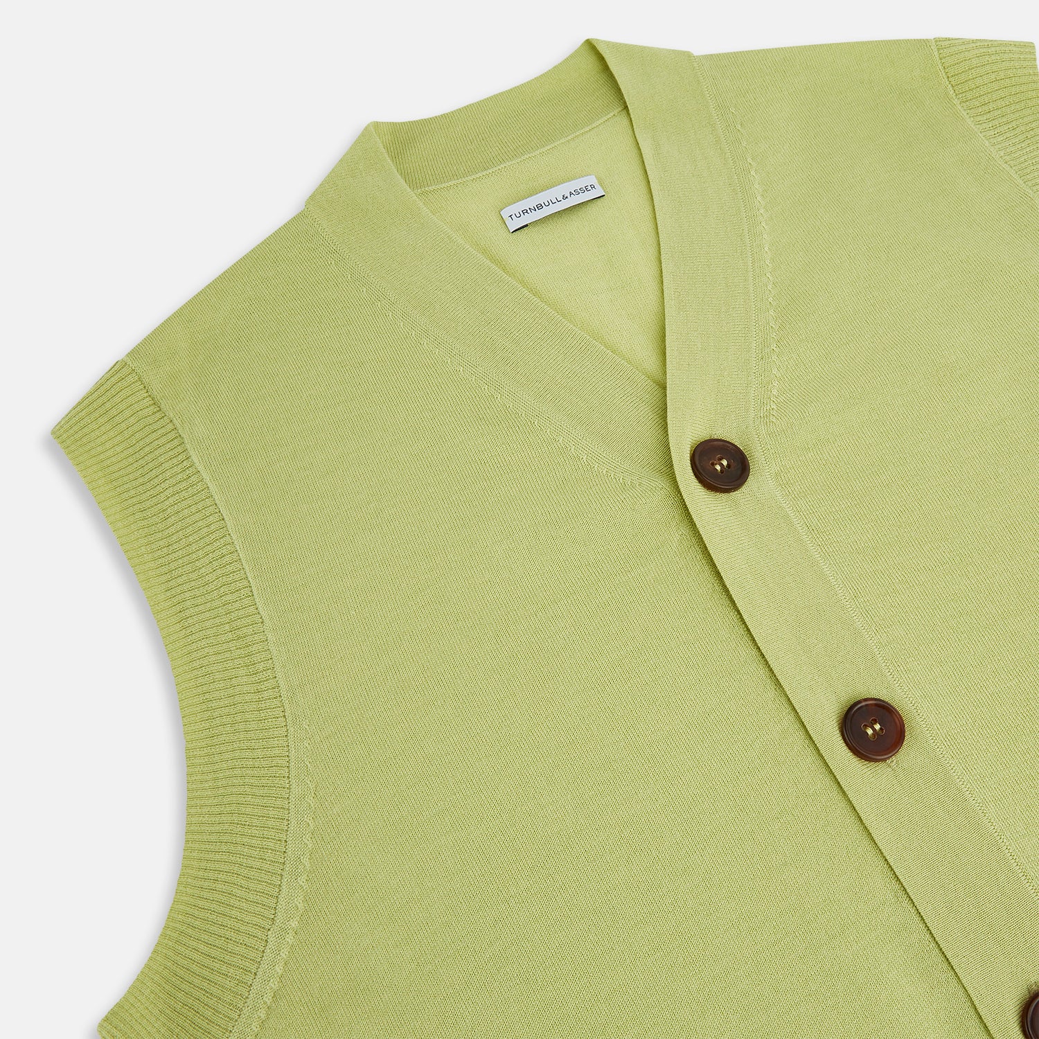 View 2 of product Melon Green Fine Merino V-Neck Sleeveless Cardigan
