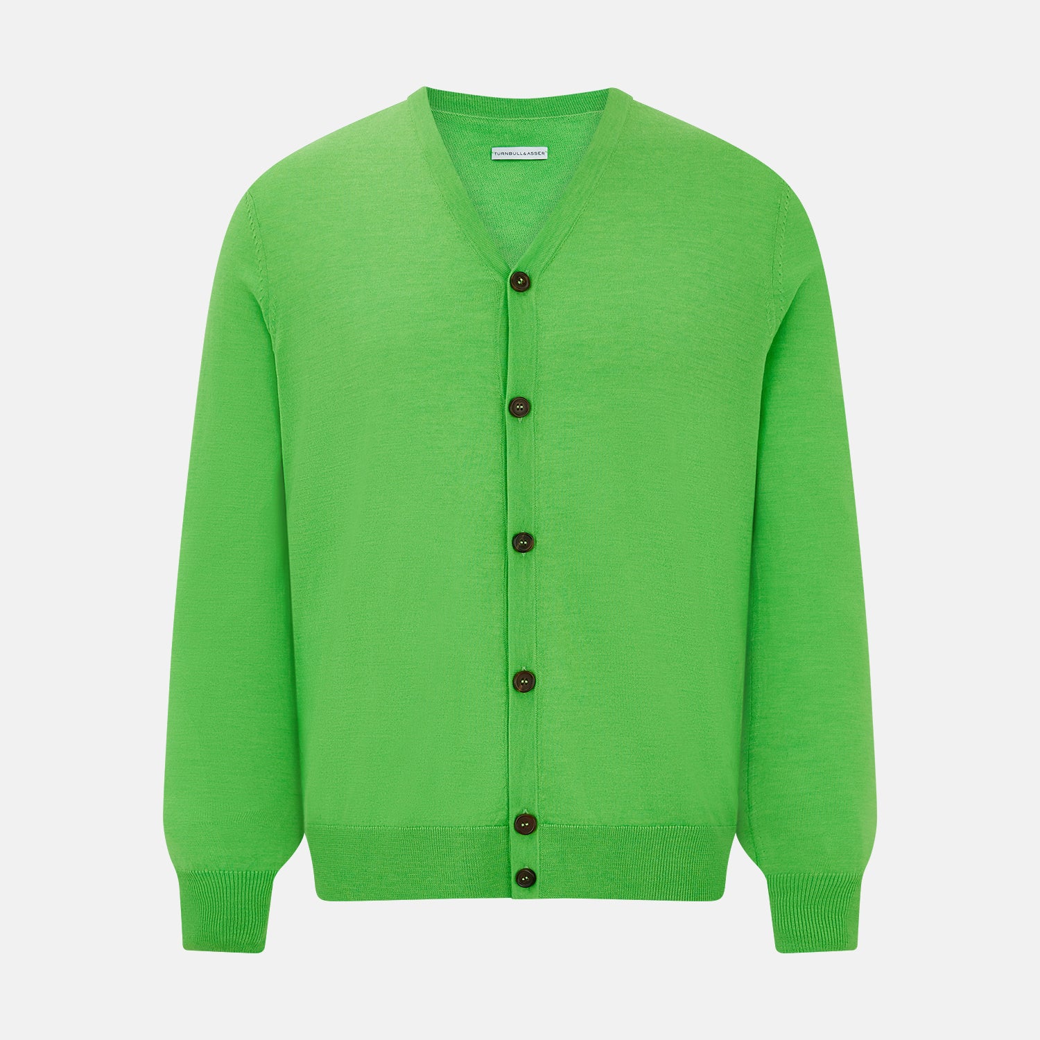 View 1 of product Lime Green Fine Merino V-Neck Cardigan