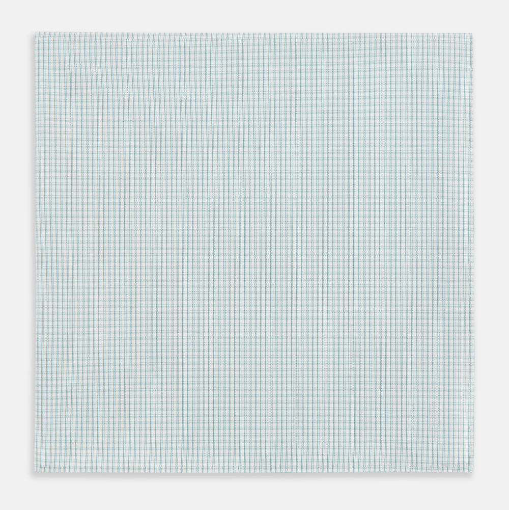 Sage Green Shadow Grid Check Hand-Rolled Handkerchief