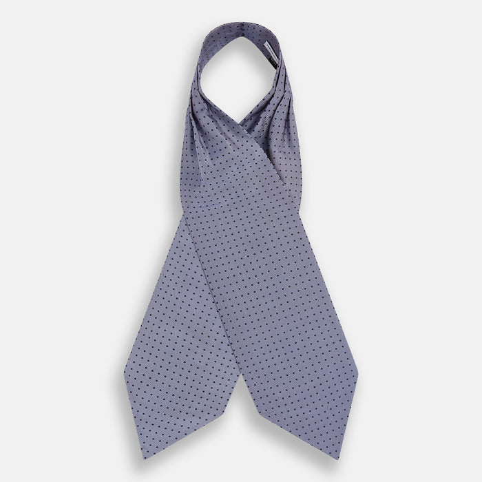 Navy and Light Blue Micro Dot Silk Cravat Image 1