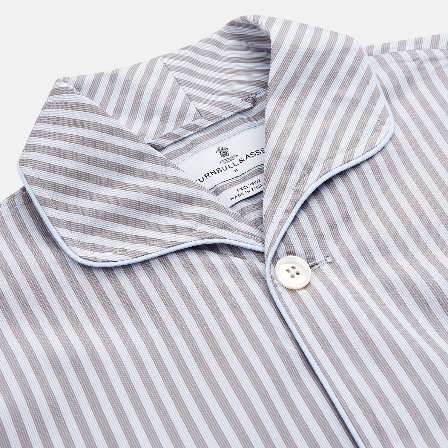 View 4 of product Pale Blue Multi Stripe Cotton Quin Pyjamas