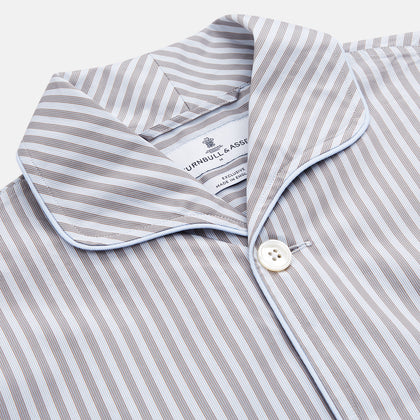 Pale Blue Multi Stripe Cotton Quin Pyjamas Image 3
