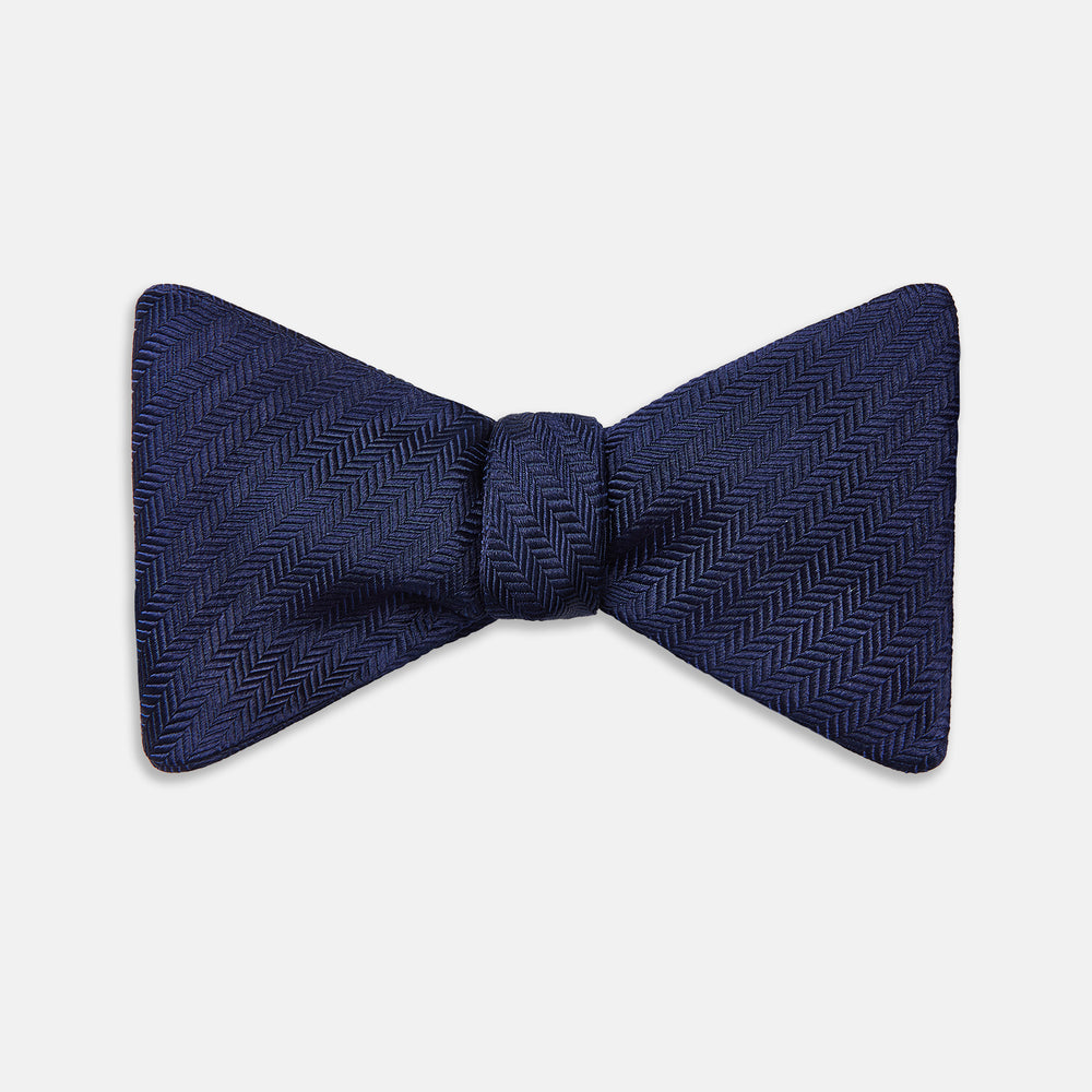 HERRINGBONE NAVY BOW TIE