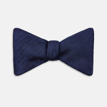 HERRINGBONE NAVY BOW TIE