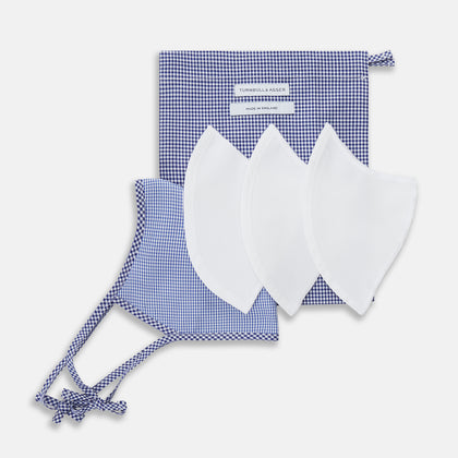 White & Navy Multi Check Commuter Mask With 3 Viroformula™ Filters Image 5