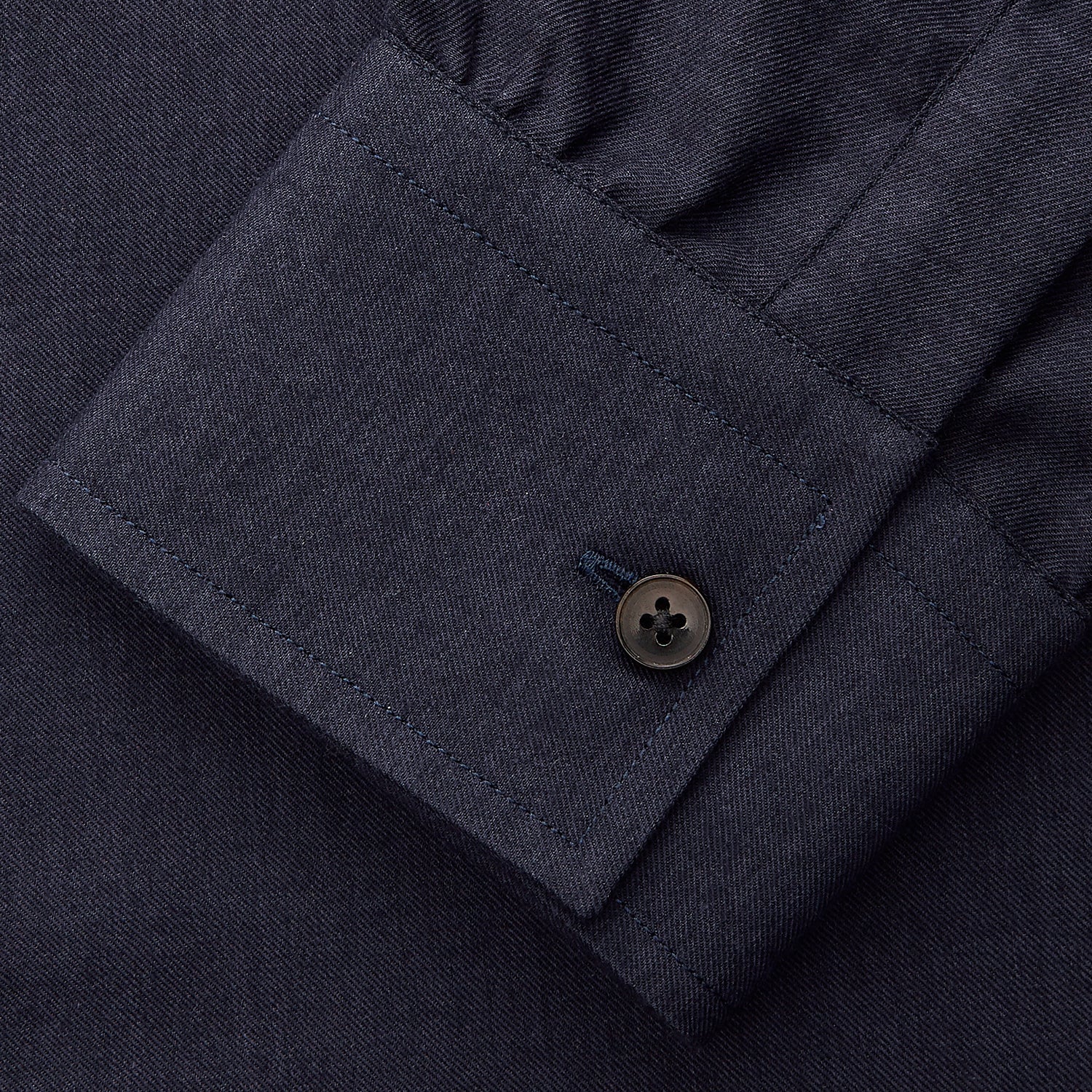 View 6 of product Navy Weekend Fit Cotton & Wool Shirt with Derby Collar and 1 Button Cuffs