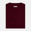 View 4 of product Burgundy Cashmere V-neck Jumper