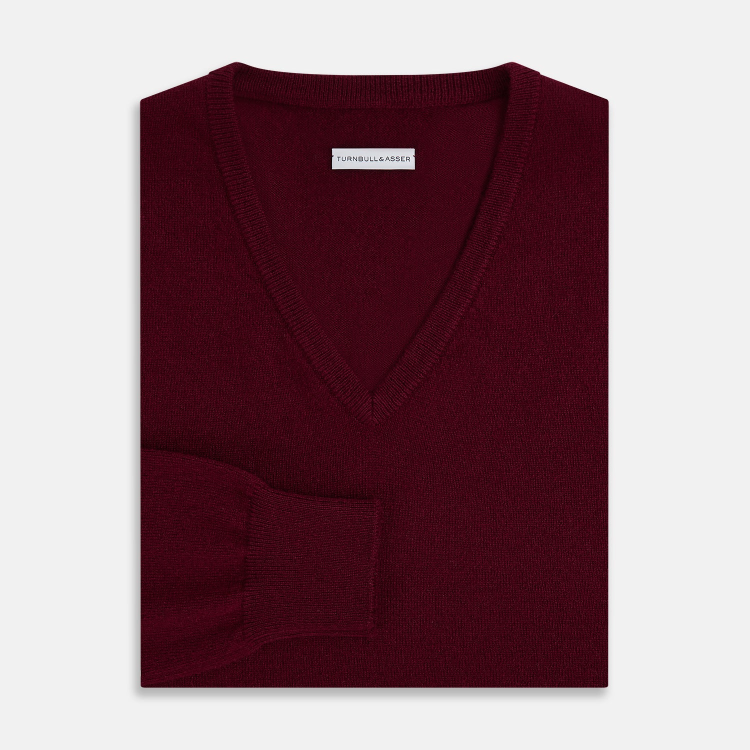 View 4 of product Burgundy Cashmere V-neck Jumper