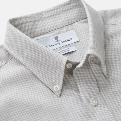 Grey Fine Check Cotton Blend Weekend Fit Suffolk Shirt Image 2