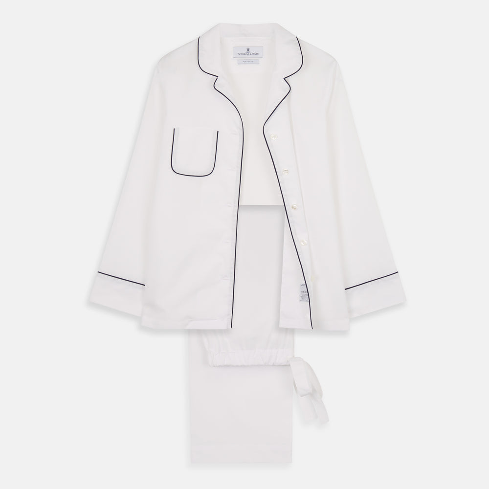 Women's Harriet Plain White Cotton Pyjama Set