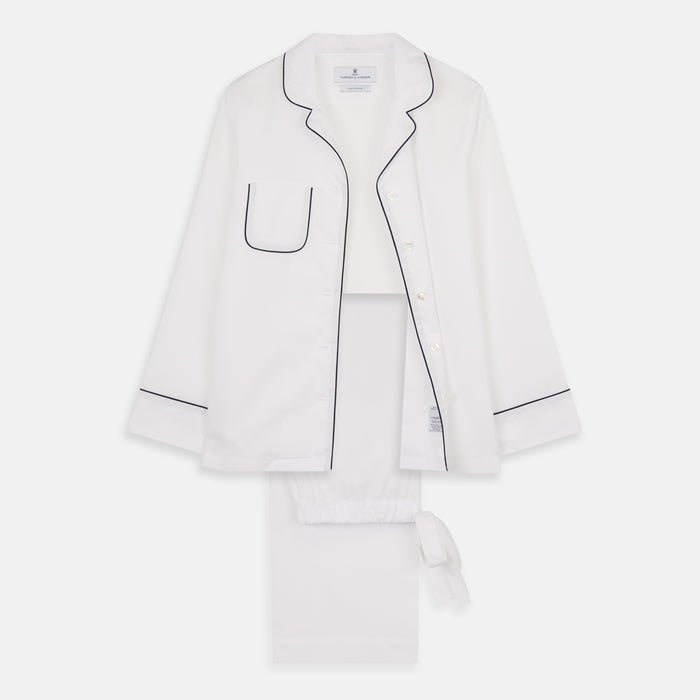 Women's Harriet Plain White Cotton Pyjama Set