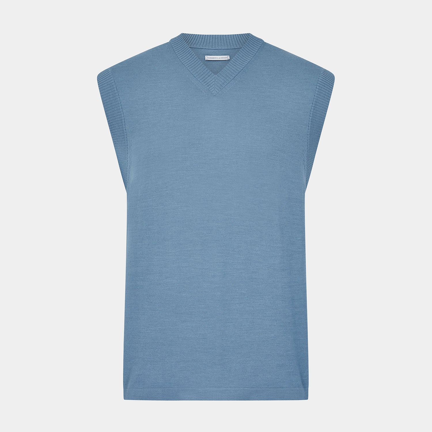 Pale Blue Fine Merino V-Neck Vest