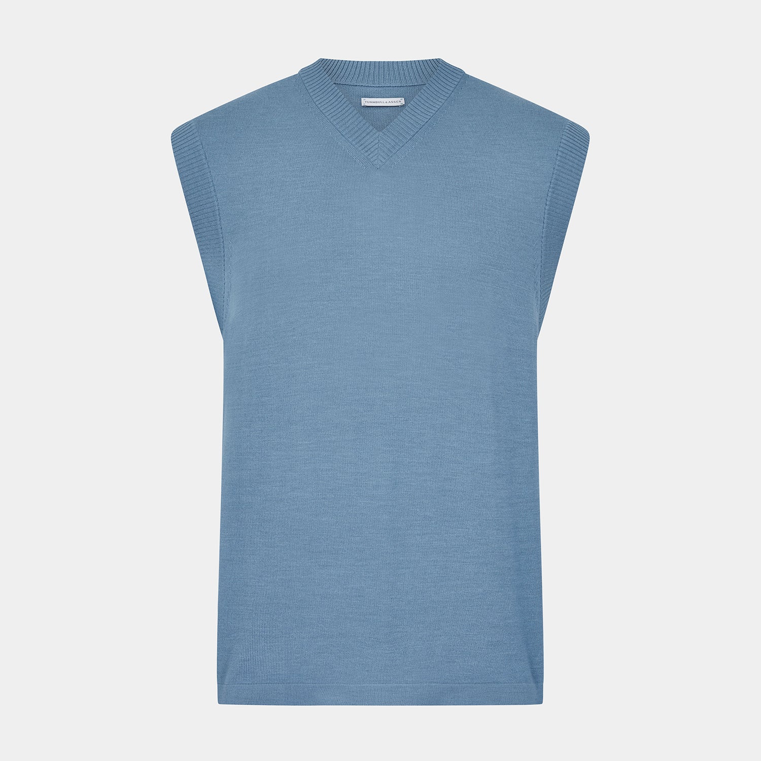 View 1 of product Pale Blue Fine Merino V-Neck Vest