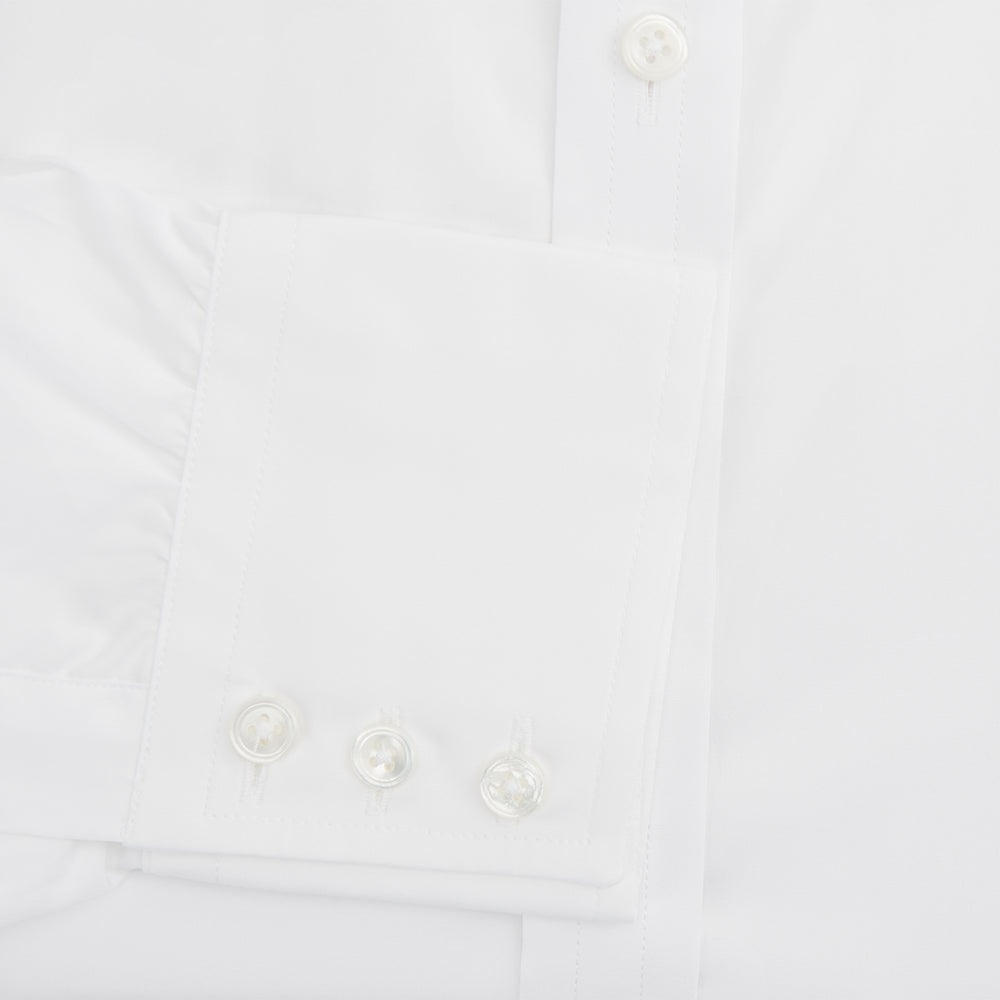 White West Indian Sea Island Cotton Shirt with T&A Collar and 3-Button Cuffs