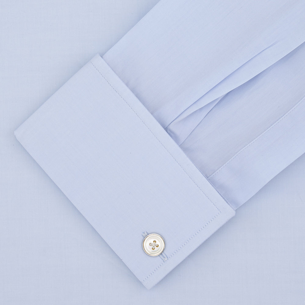 Tailored Fit Two-Fold 120 Light Blue Cotton Shirt with Kent Collar and Double Cuffs