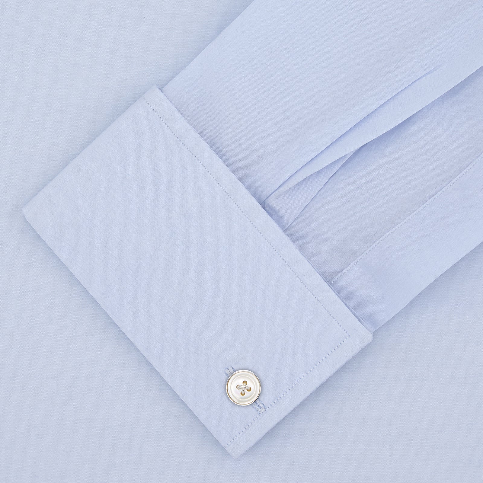 View 2 of product Tailored Fit Two-Fold 120 Light Blue Cotton Shirt with Kent Collar and Double Cuffs