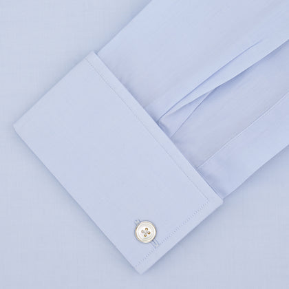 Tailored Fit Two-Fold 120 Light Blue Cotton Shirt with Kent Collar and Double Cuffs