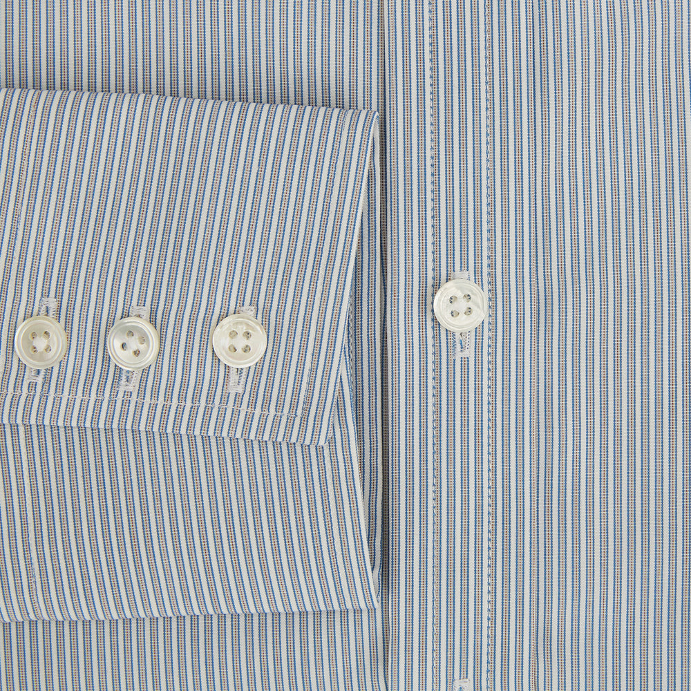 Blue and Brown Ticking Stripe Mayfair Shirt