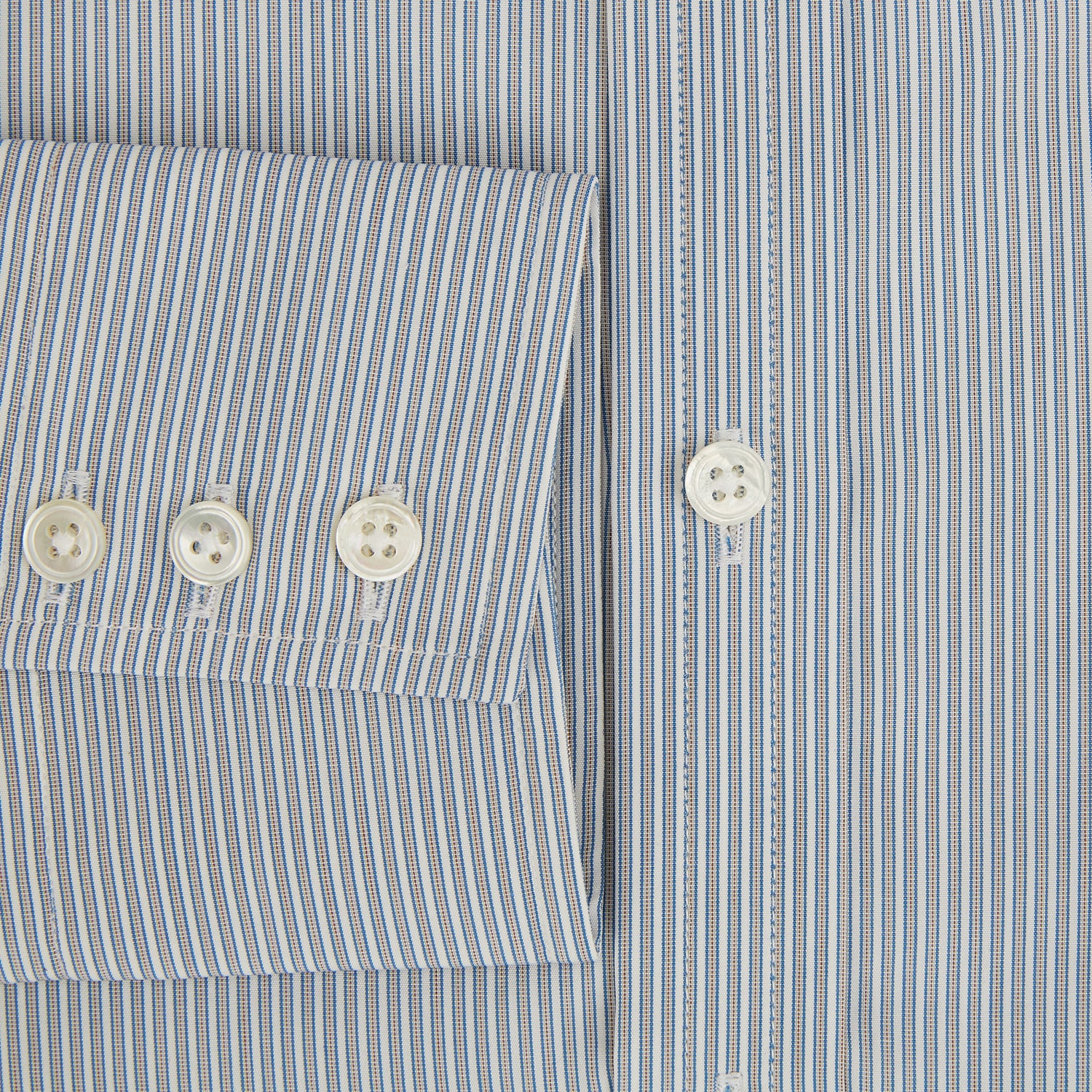 View 4 of product Blue and Brown Ticking Stripe Mayfair Shirt