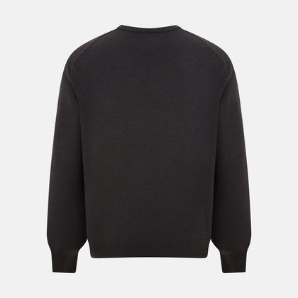 Charcoal Grey Merino V Neck Jumper Image 2
