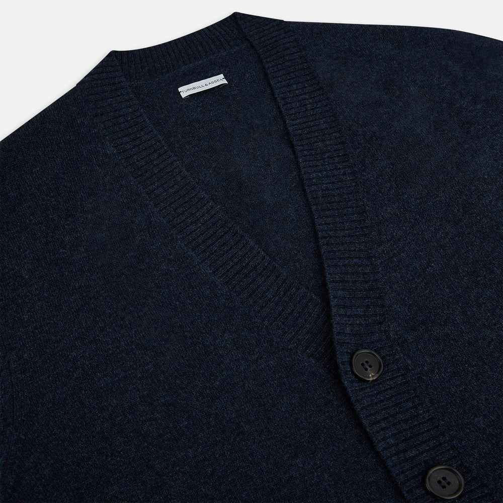 Navy Melange Cashmere Cardigan