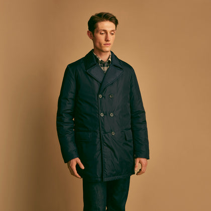 Navy Burrows Double Breasted Coat Image 3