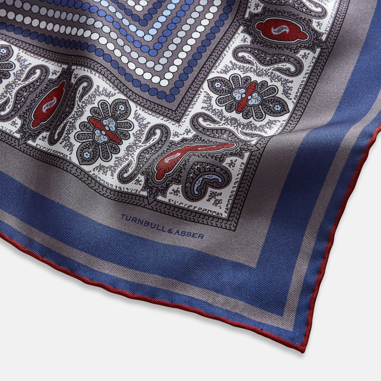 Image 7 of product Ash Dots and Paisley Silk Pocket Square