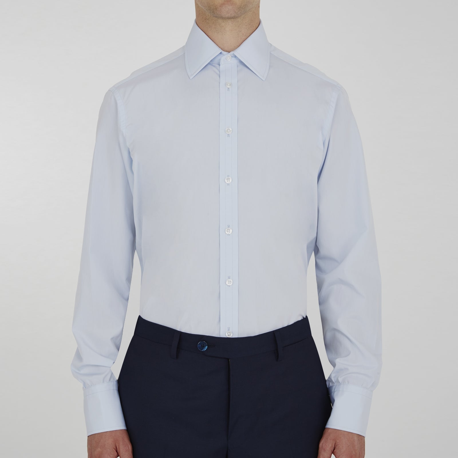 View 5 of product Two-Fold 120 Light Blue Shirt with T&A Collar and 3-Button Cuffs