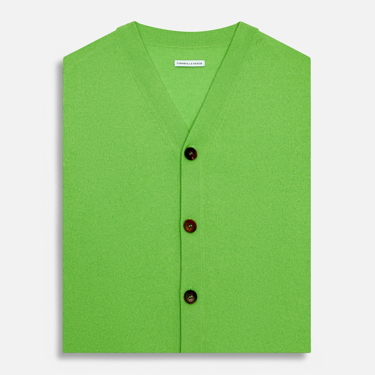 View 4 of product Lime Green Fine Merino V-Neck Sleeveless Cardigan