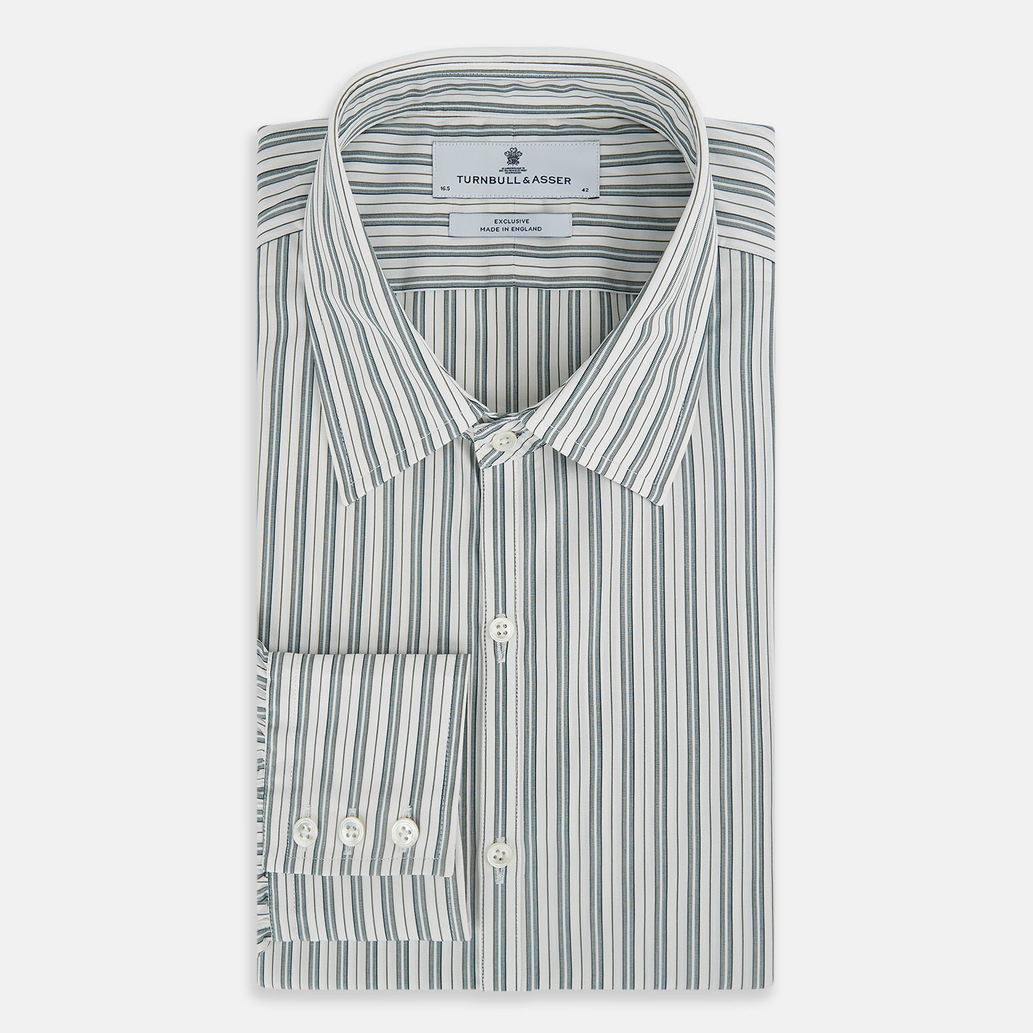 View 4 of product OLIVE & SAGE GREEN MULTI TRACK STRIPE WESTMINSTER SHIRT
