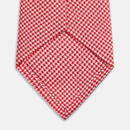 HOUNDSTOOTH WHITE TULIP RED TIE Image 3