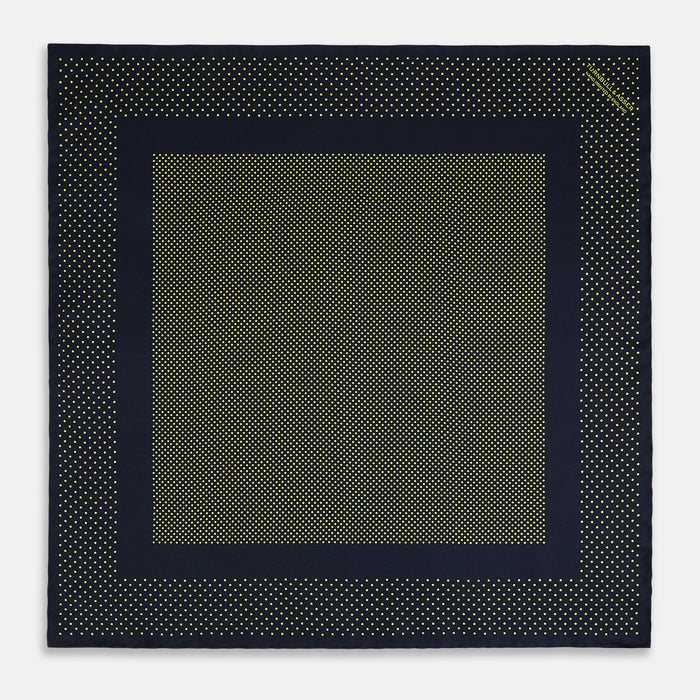 Navy and Yellow Dot Silk Pocket Square Image 3